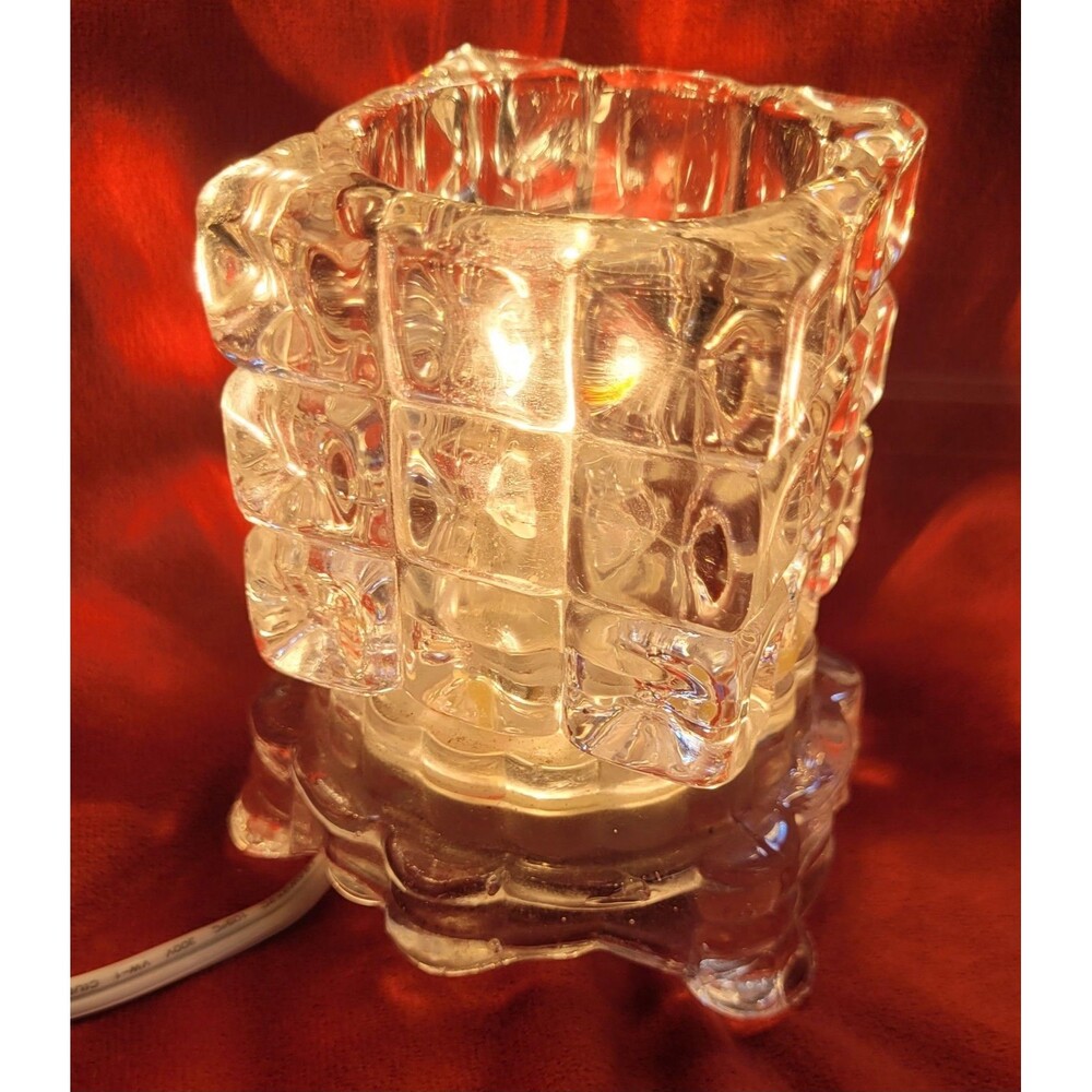 Vtg Crystal Cube Square Boudoir Dimmable Lamp Night Light